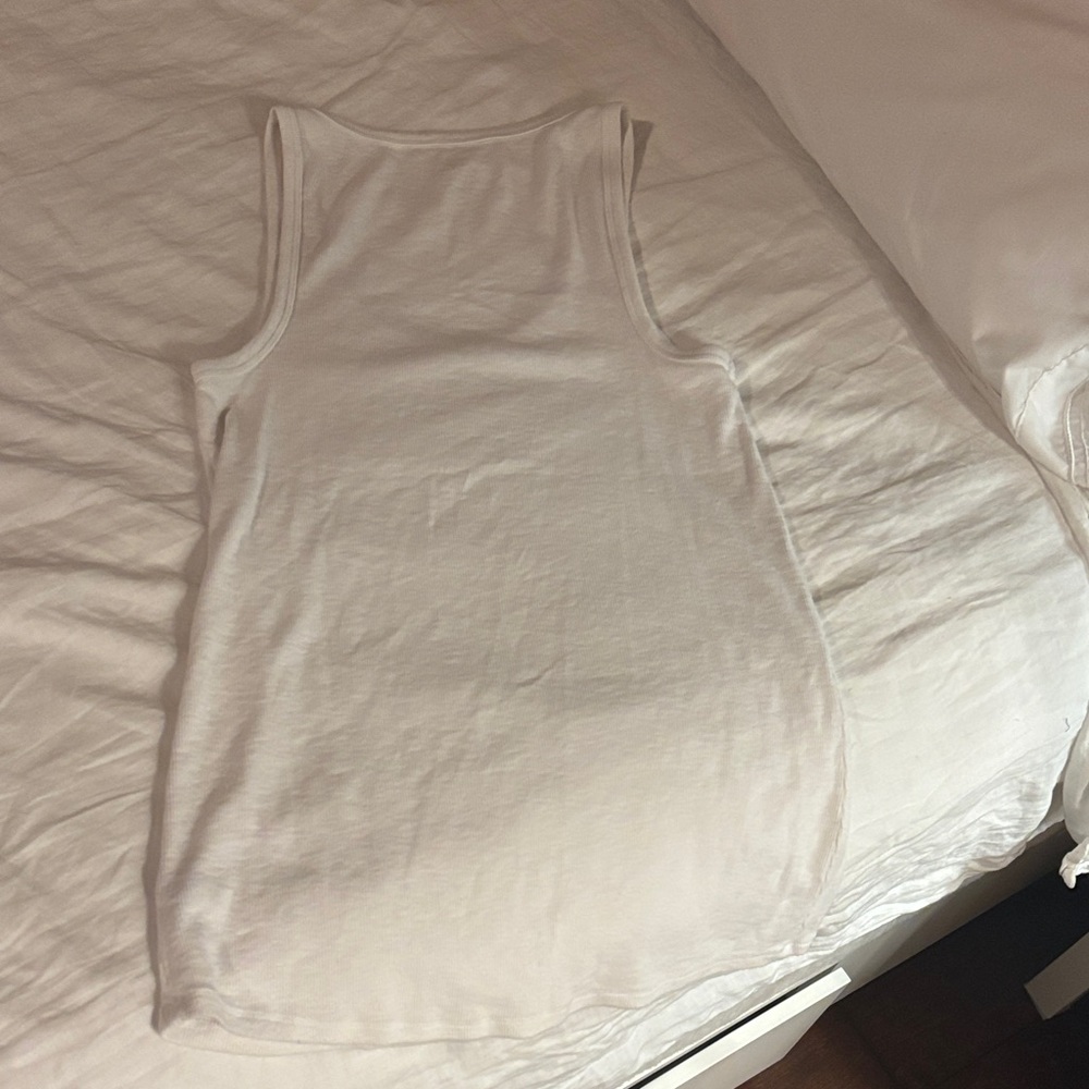 aerie White Ribbed Scoop Tank Top - Picture 3 of 3